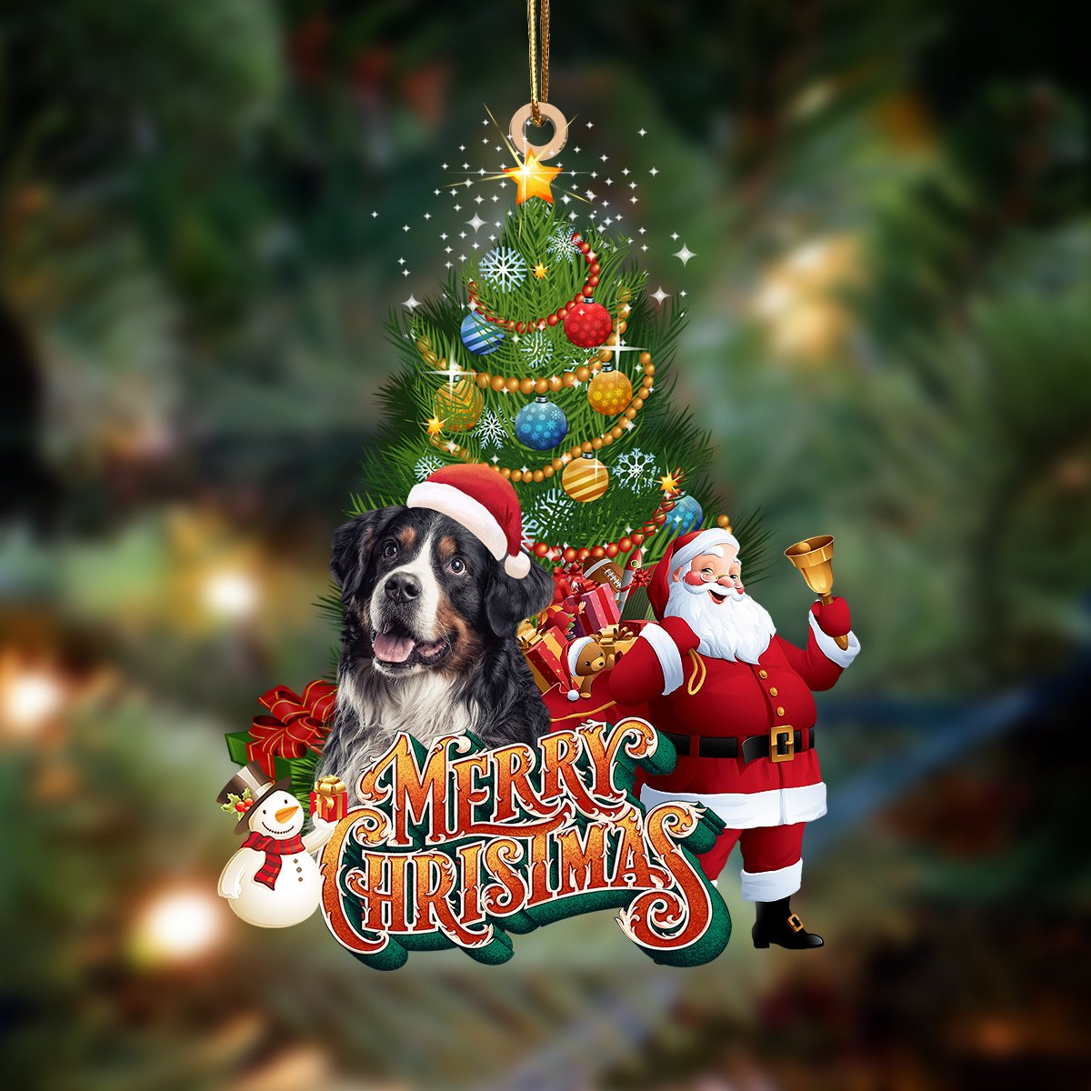 Bernese Mountain-Christmas Tree&Dog Hanging Ornament