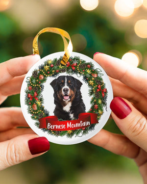 Bernese Mountain-Noel Circle-Two Sided Ornament