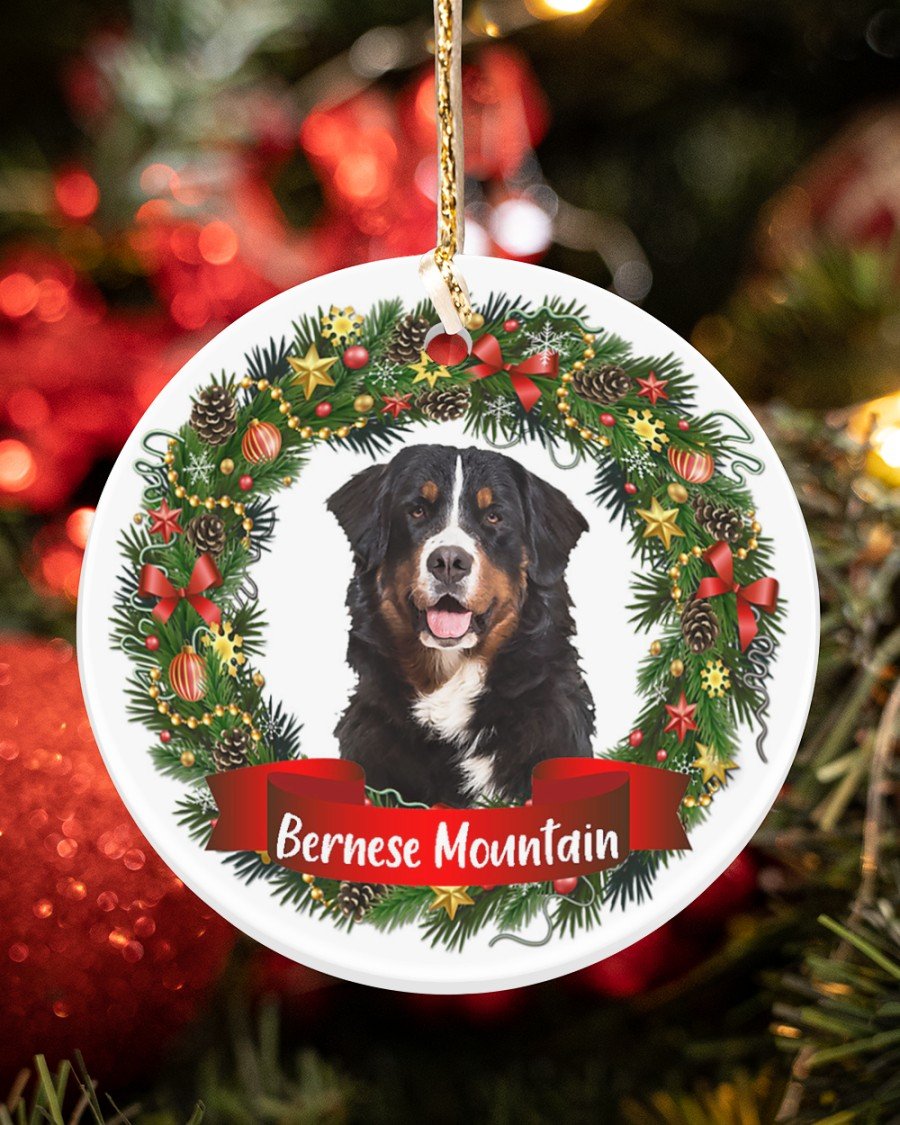 Bernese Mountain-Noel Circle-Two Sided Ornament