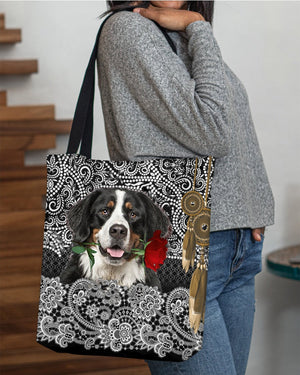 Bernese Mountain-Rose Cloth Tote Bag