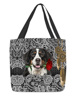 Bernese Mountain-Rose Cloth Tote Bag