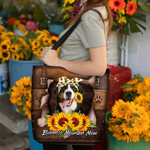 Bernese Mountain-Sunflower&Dog Mom Cloth Tote Bag