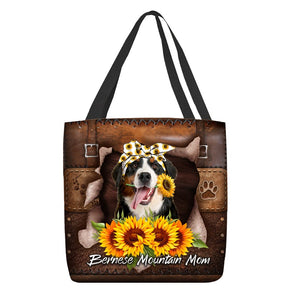 Bernese Mountain-Sunflower&Dog Mom Cloth Tote Bag