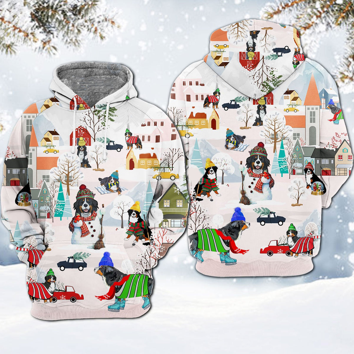 Bernese Mountain-Winter Holiday Hoodie
