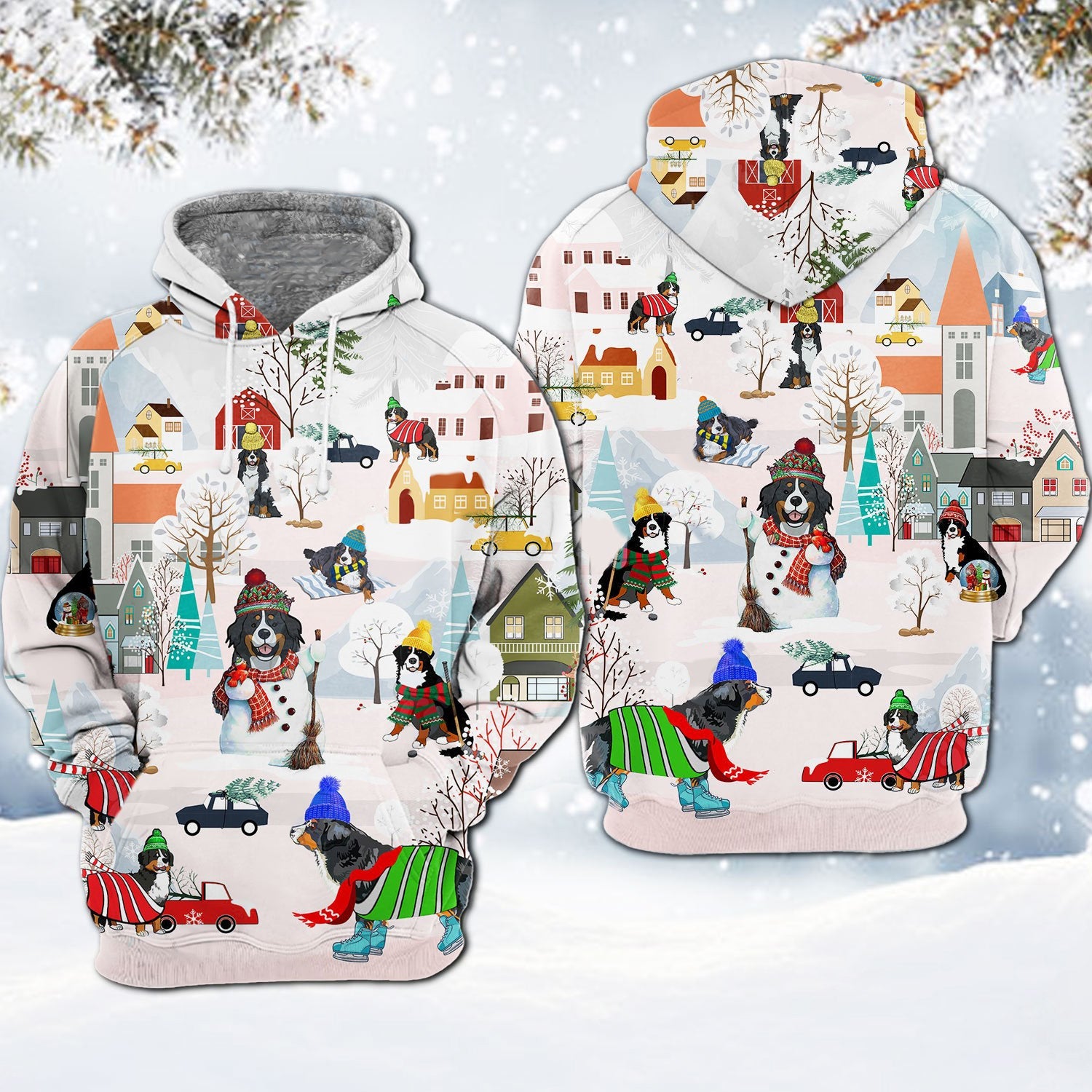 Bernese Mountain-Winter Holiday Hoodie