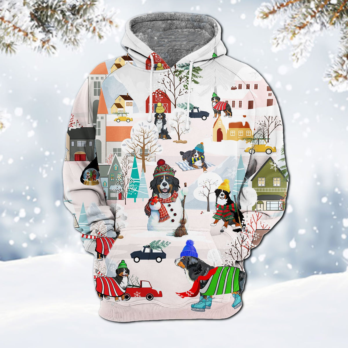 Bernese Mountain-Winter Holiday Hoodie