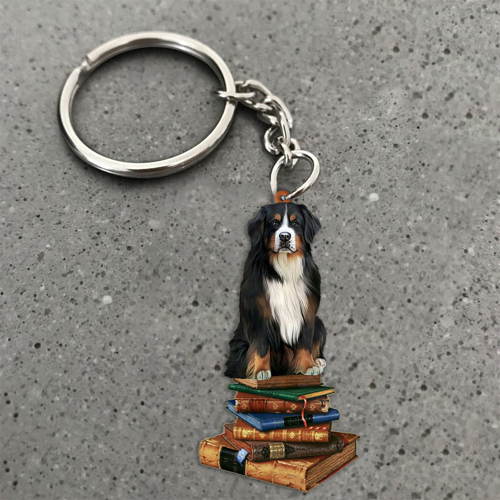 Bernese Mountain-Sit On The Book-Flat Acrylic Keychain