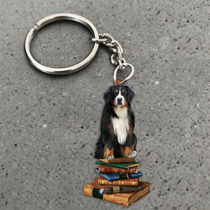 Bernese Mountain-Sit On The Book-Flat Acrylic Keychain