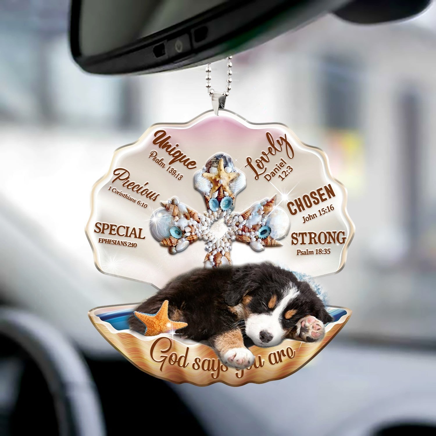 Bernese Mountain2-You Are Cross In Seashell-Two sides ornament