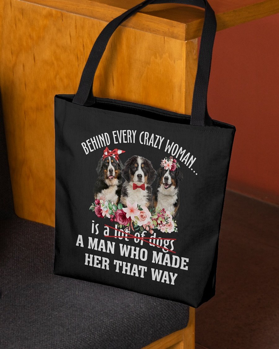 Bernese Mountain Dog-Crazy Woman Cloth Tote Bag
