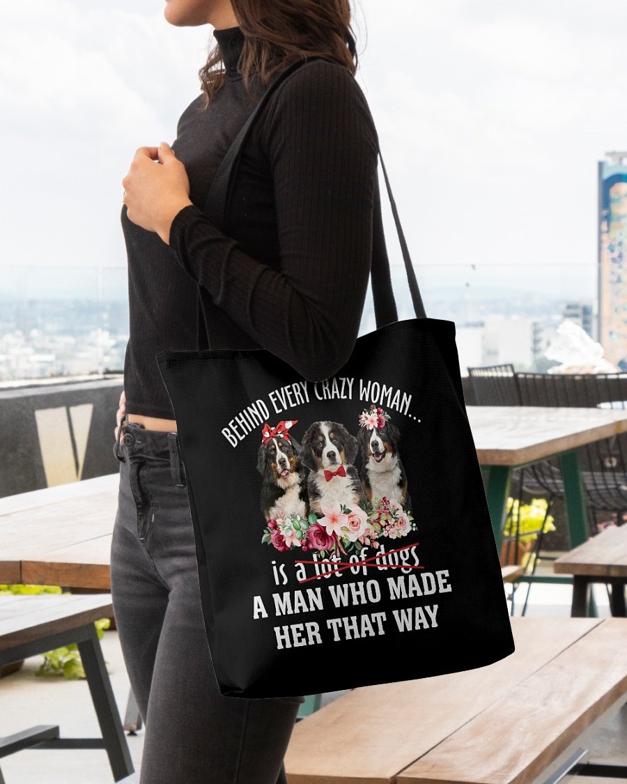 Bernese Mountain Dog-Crazy Woman Cloth Tote Bag