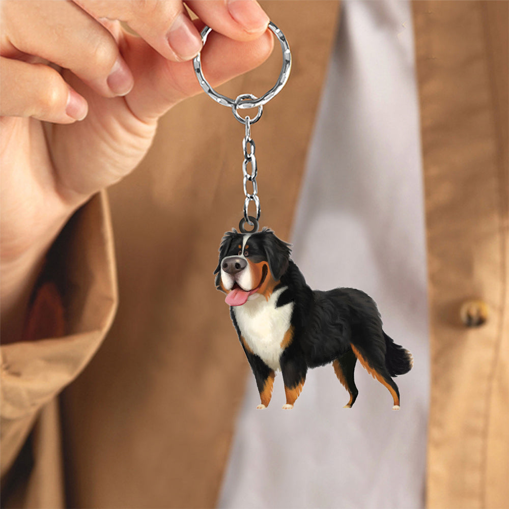 Bernese Mountain Dog-Look at me flat Acrylic Keychain