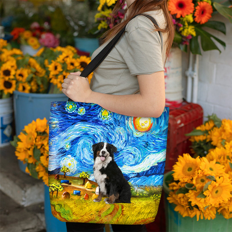 Bernese Mountain Dog -Oil Painting-Cloth Tote Bag