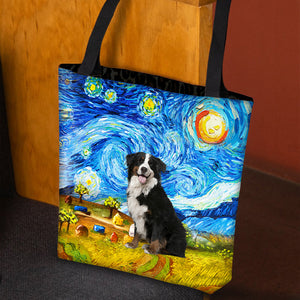 Bernese Mountain Dog -Oil Painting-Cloth Tote Bag