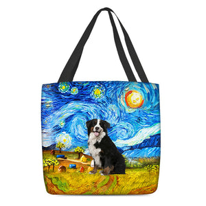 Bernese Mountain Dog -Oil Painting-Cloth Tote Bag