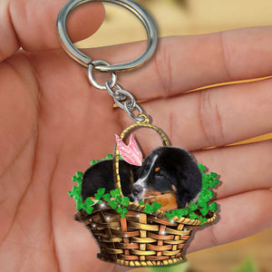 Bernese Mountain Dog-Sleeping Lucky Fairy Flat Acrylic Keychain