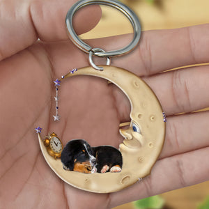 Bernese Mountain Dog -Sleeping on the moon Keychain