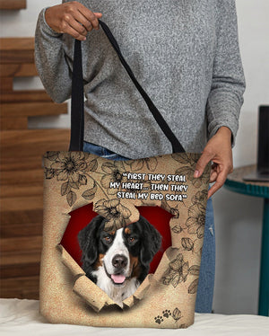 Bernese Mountain Dog-Torn Cloth Tote Bag