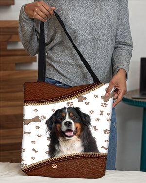 Bernese Mountain Dog-Zipper Texture-Cloth Tote Bag