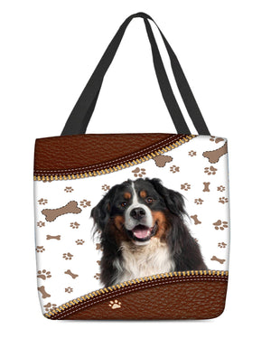 Bernese Mountain Dog-Zipper Texture-Cloth Tote Bag