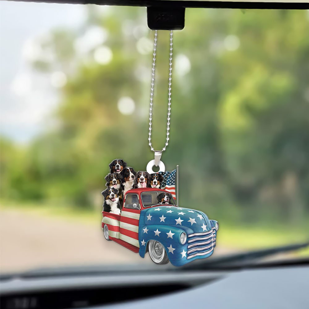 Bernese Mountain Happy Independence Day Two Sides Ornament