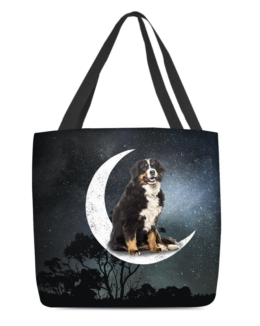 Bernese Mountain (2)-Sit On The Moon-Cloth Tote Bag