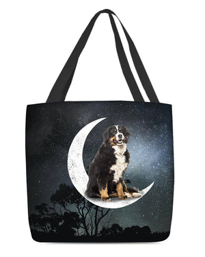 Bernese Mountain (2)-Sit On The Moon-Cloth Tote Bag