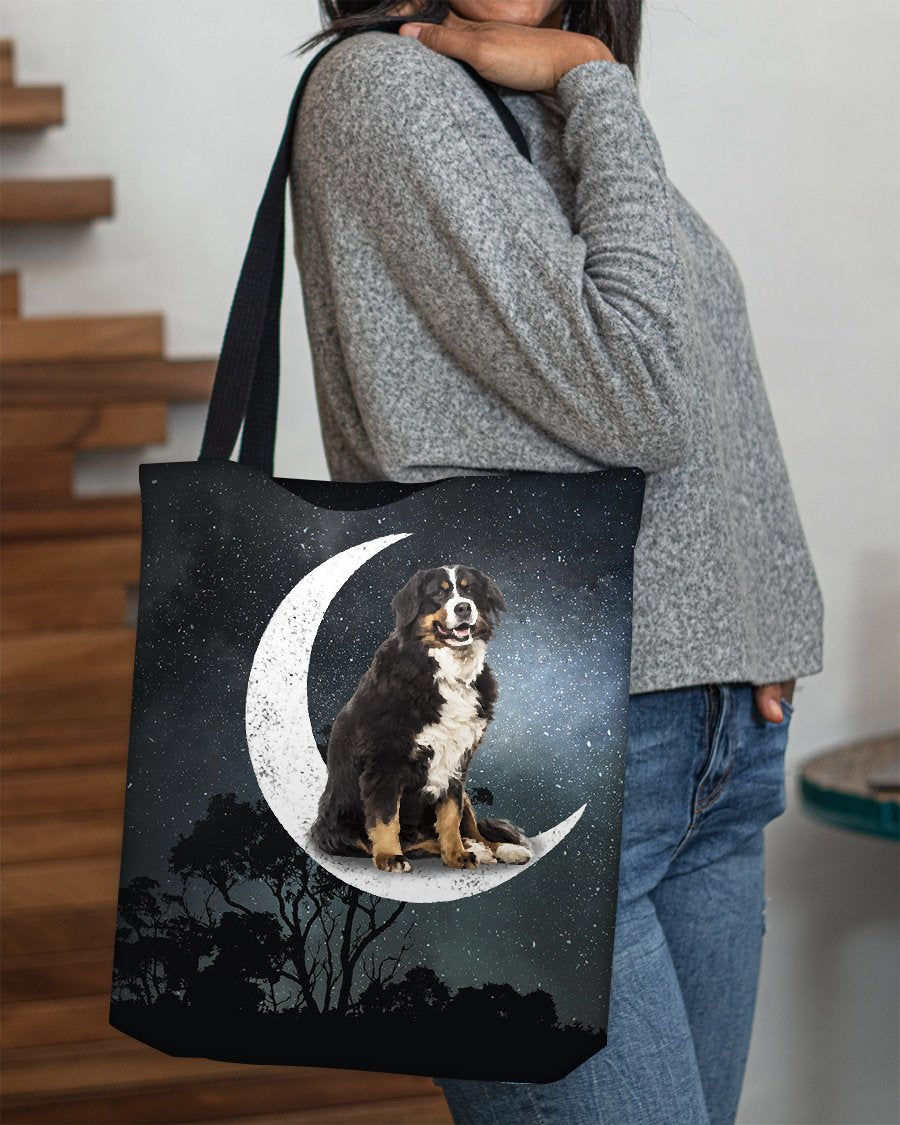 Bernese Mountain (2)-Sit On The Moon-Cloth Tote Bag