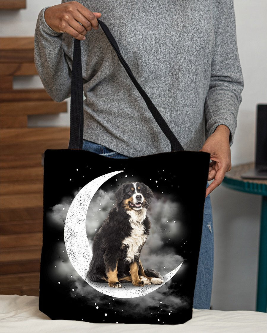 Bernese Mountain (2) Sit On The Moon With Starts-Cloth Tote Bag