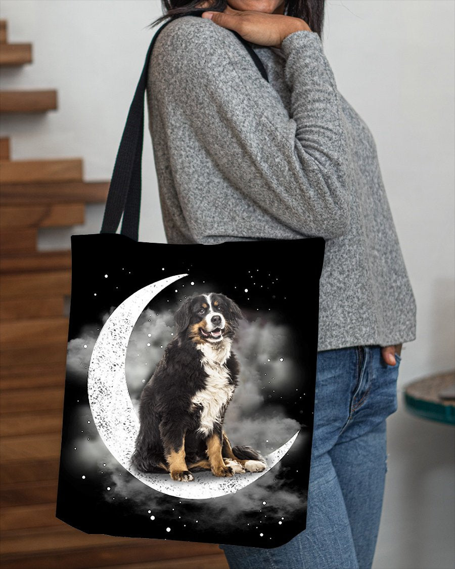 Bernese Mountain (2) Sit On The Moon With Starts-Cloth Tote Bag