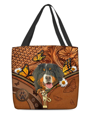 Bernese mountain Butterfly Daisy Cloth Tote Bag