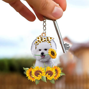 Bichon-Dog Mom Keychain