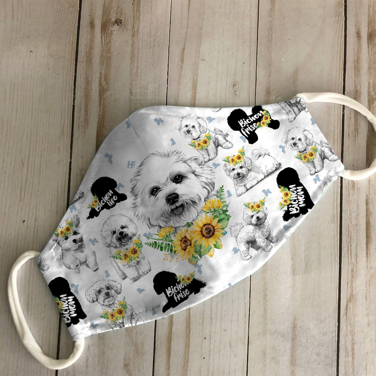 Bichon Frise Sunflower EZ07 2406 Face Mask