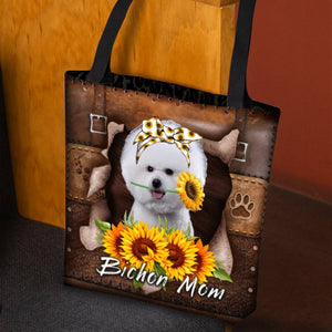 Bichon-Sunflower&Dog Mom Cloth Tote Bag