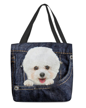 Bichon Frise-Dark Denim-Cloth Tote Bag