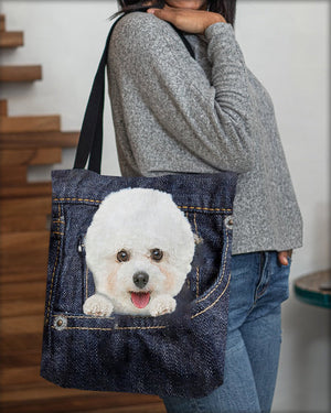 Bichon Frise-Dark Denim-Cloth Tote Bag