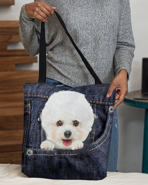 Bichon Frise-Dark Denim-Cloth Tote Bag