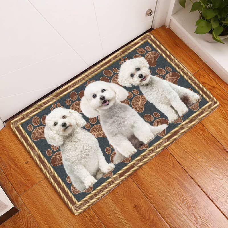 Bichon Frise-Flower Paw Doormat