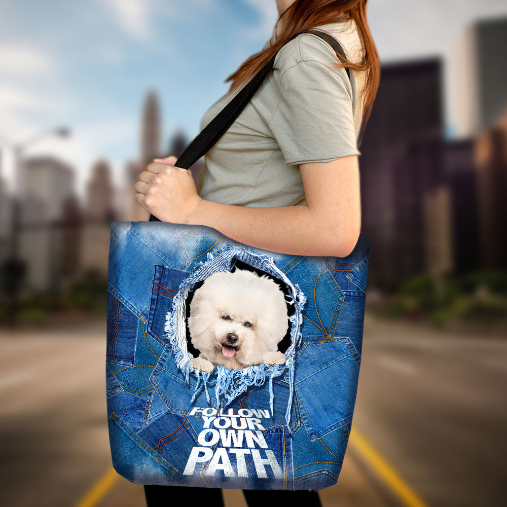 Bichon Frise -Follow Your Own Path-Cloth Tote Bag