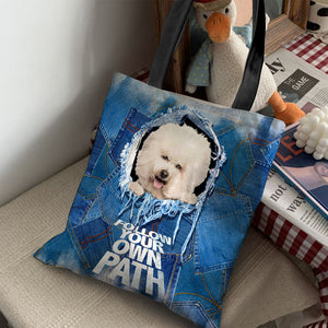 Bichon Frise -Follow Your Own Path-Cloth Tote Bag