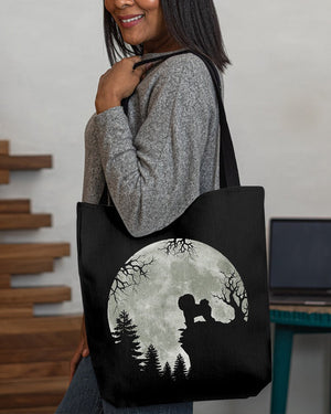 Bichon Frise-Night Moon Cloth Tote Bag