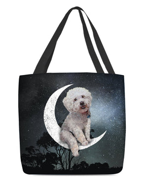 Bichon Frise-Sit On The Moon-Cloth Tote Bag