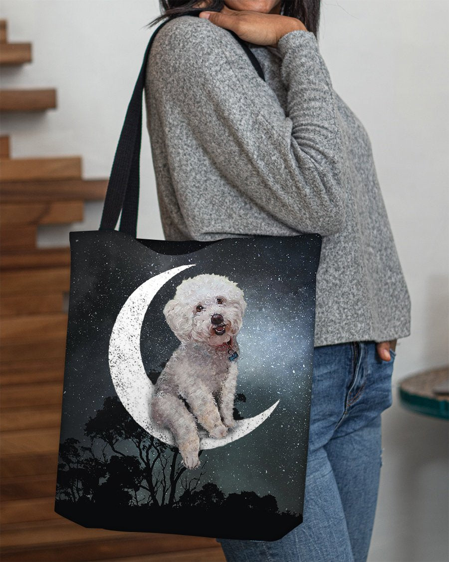 Bichon Frise-Sit On The Moon-Cloth Tote Bag