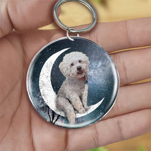 Bichon Frise-Stars and Moon-Round Resin Epoxy Metal Keychain