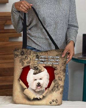 Bichon Frise-Torn Cloth Tote Bag