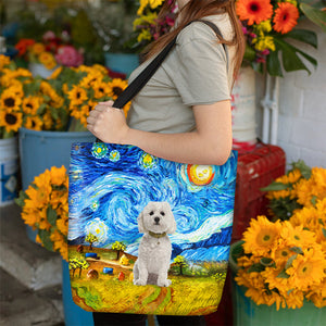 Bichon Frise 1-Oil Painting-Cloth Tote Bag3