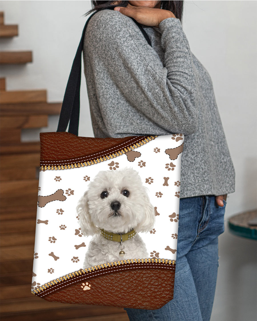 Bichon Frise -Zipper Texture-Cloth Tote Bag