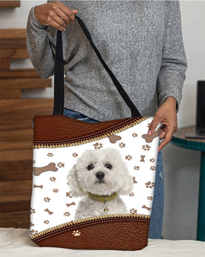 Bichon Frise -Zipper Texture-Cloth Tote Bag