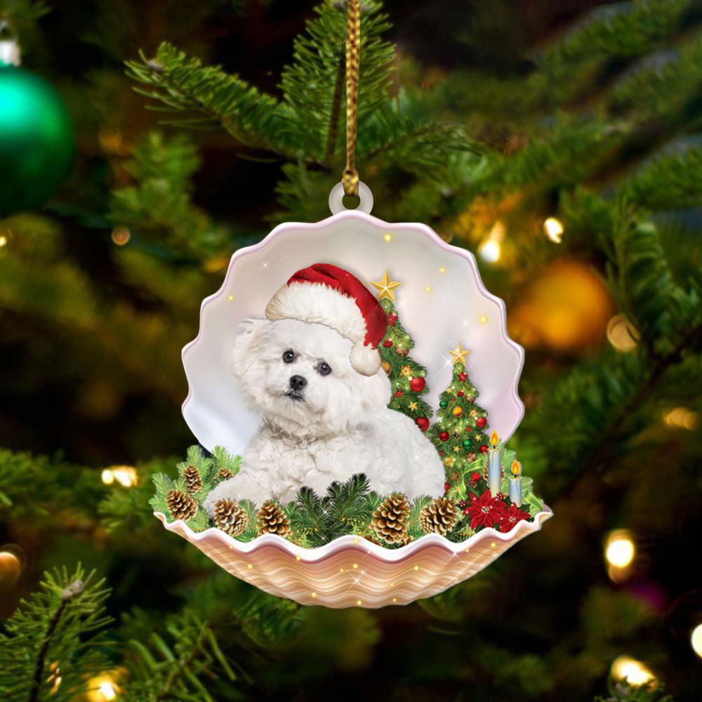 Bichon Frise2 Lie In Seashell Xmas-Two Sided Ornament