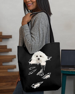 Cracks-Bichon Frise-Cloth Tote Bag